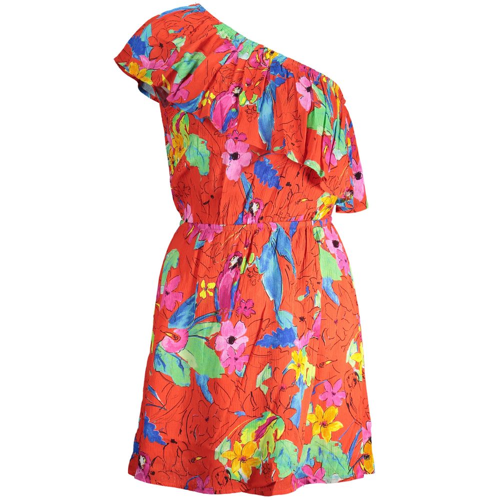 Desigual Red Viscose One-Shoulder Short Dress