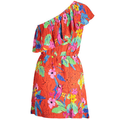 Desigual Red Viscose One-Shoulder Short Dress