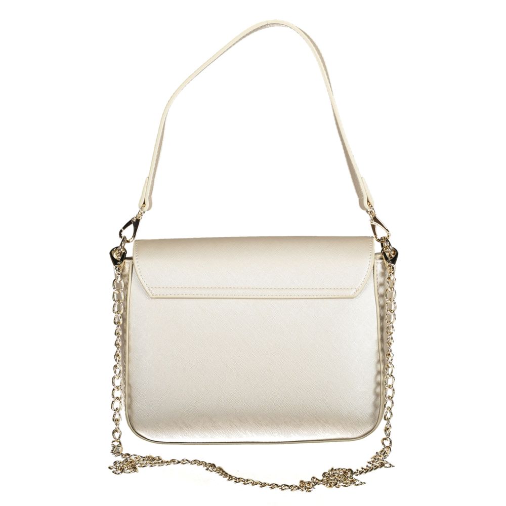 Mario Valentino Gray Faux Leather Handbag with Chain Strap