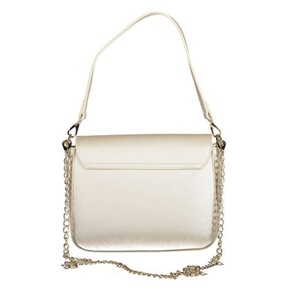 Mario Valentino Gray Faux Leather Handbag with Chain Strap