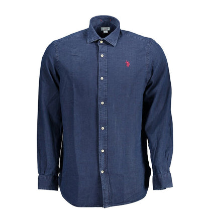 U.S. POLO ASSN. Blue Cotton Long Sleeve Shirt for Men
