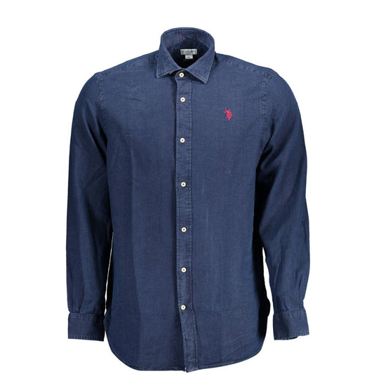 U.S. POLO ASSN. Blue Cotton Long Sleeve Shirt for Men