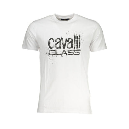 Cavalli Class White Cotton T-Shirt: Bold Expression in Everyday Fashion