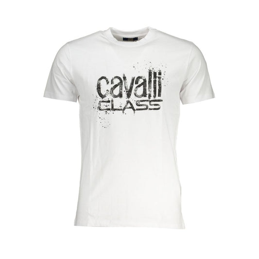 Cavalli Class White Cotton T-Shirt: Bold Expression in Everyday Fashion