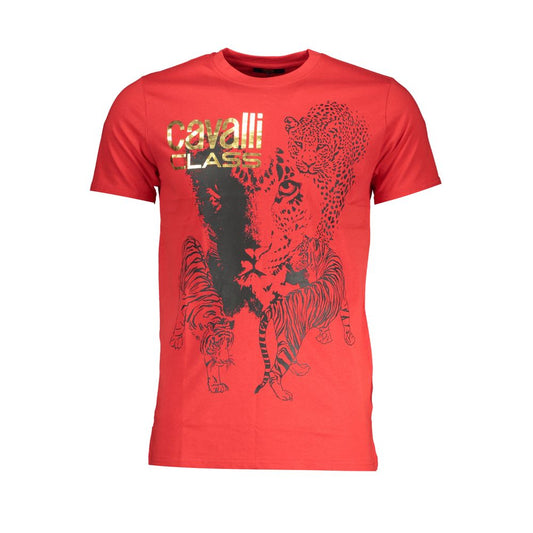Cavalli Class Red Cotton T-Shirt – Bold Style Redefined