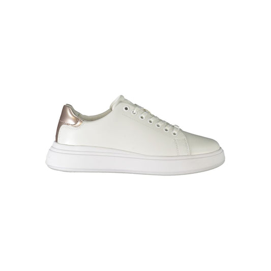 Calvin Klein White Polyester Sneaker - Timeless Style and Comfort