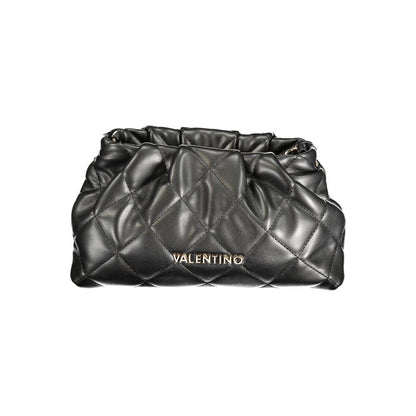 Mario Valentino Black Faux Leather Handbag with Gold Accents