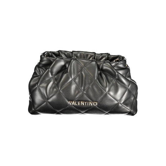 Mario Valentino Black Faux Leather Handbag with Gold Accents