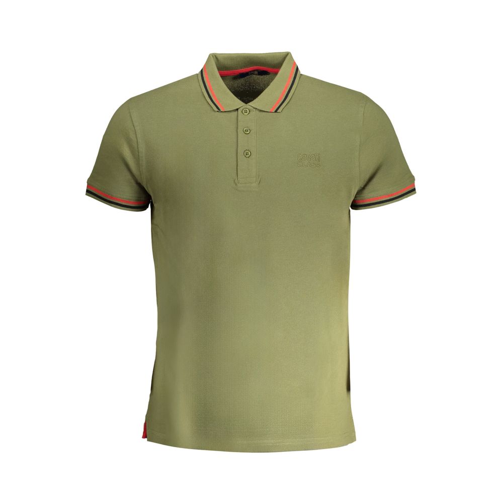 Cavalli Class Green Cotton Polo Shirt - Stylish Comfort Redefined