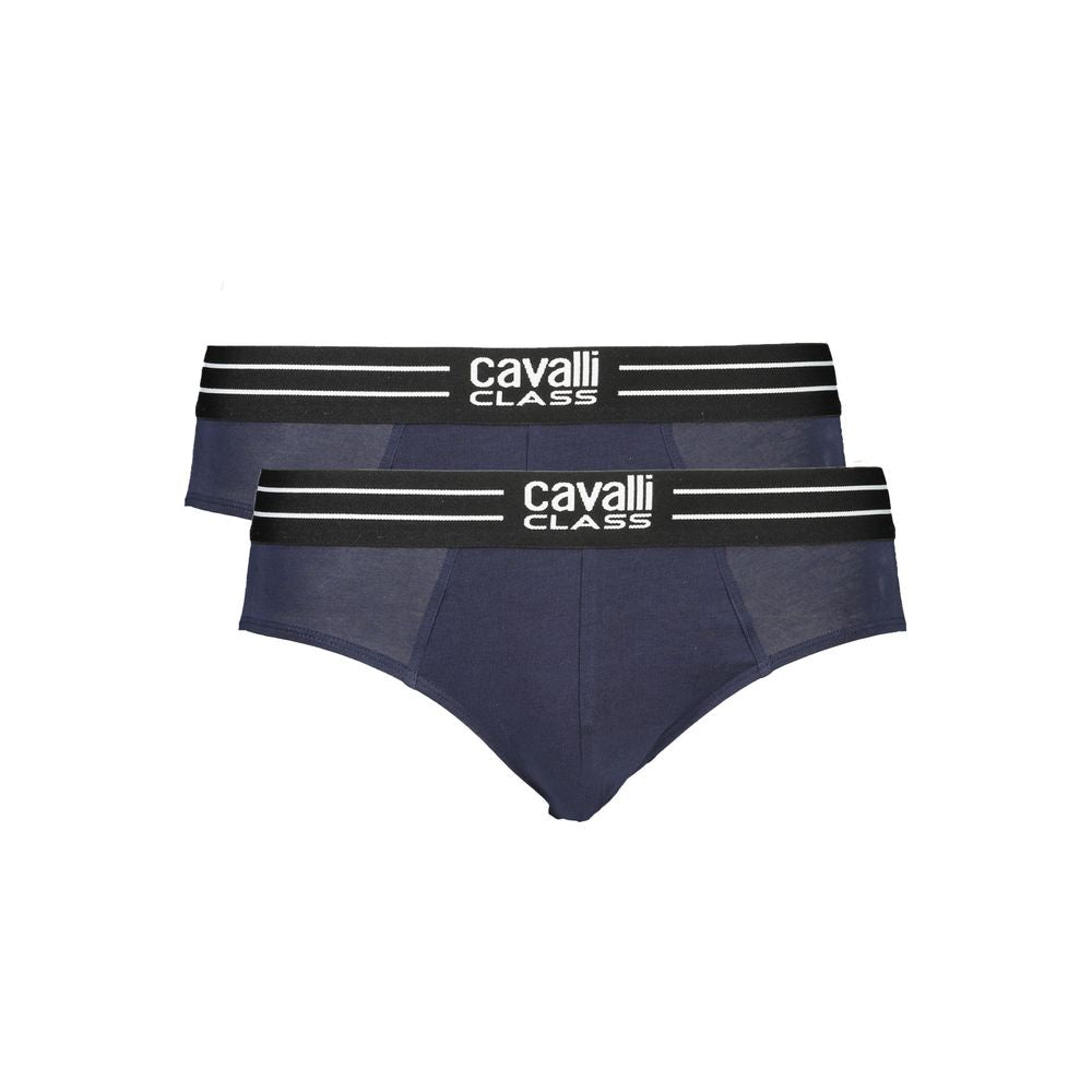 Cavalli Class Blue Cotton Men Underwear Bi-Pack Slip