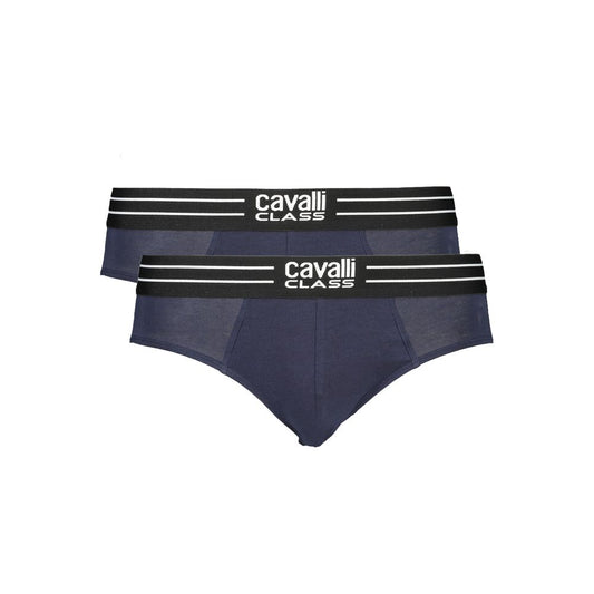 Cavalli Class Blue Cotton Men Underwear Bi-Pack Slip