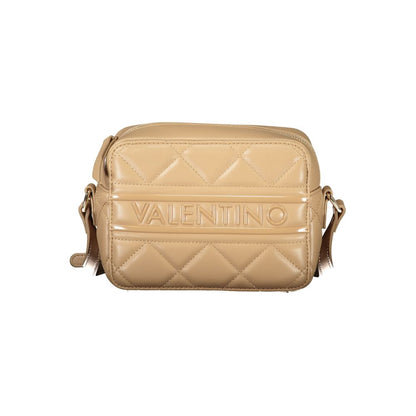Mario Valentino Beige Faux Leather Handbag with Iconic Logo
