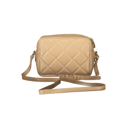 Mario Valentino Beige Faux Leather Handbag with Iconic Logo