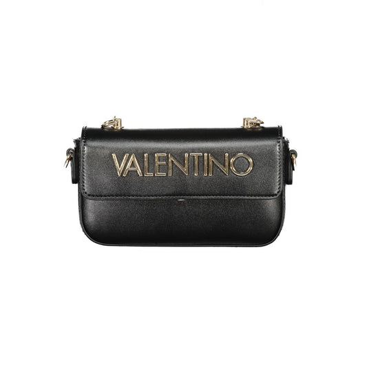 Mario Valentino Black Smooth Leather Handbag with Chain Handle