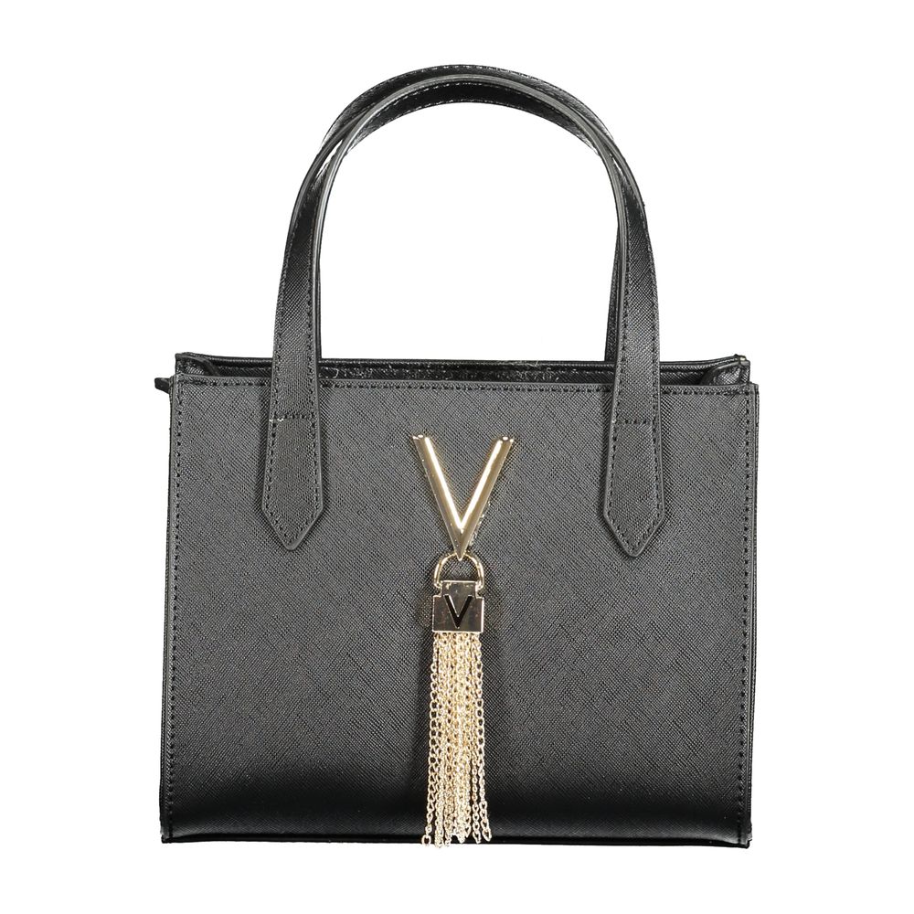 Mario Valentino Black Faux Leather Women Handbag with Signature Logo