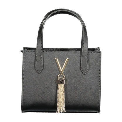 Mario Valentino Black Faux Leather Women Handbag with Signature Logo