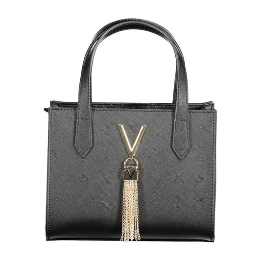 Mario Valentino Black Faux Leather Women Handbag with Signature Logo