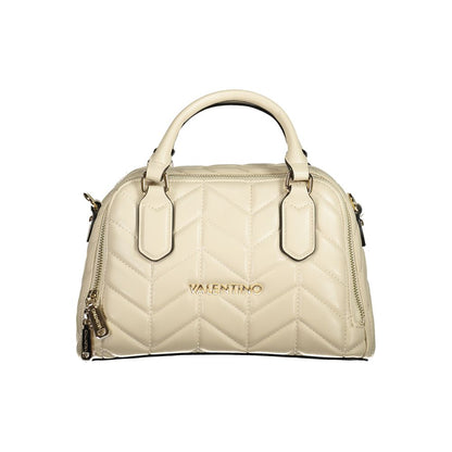 Mario Valentino Beige Faux Leather Handbag with Iconic Logo