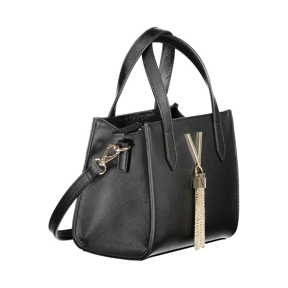 Mario Valentino Black Faux Leather Women Handbag with Signature Logo