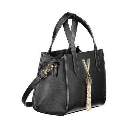 Mario Valentino Black Faux Leather Women Handbag with Signature Logo