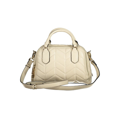 Mario Valentino Beige Faux Leather Handbag with Iconic Logo