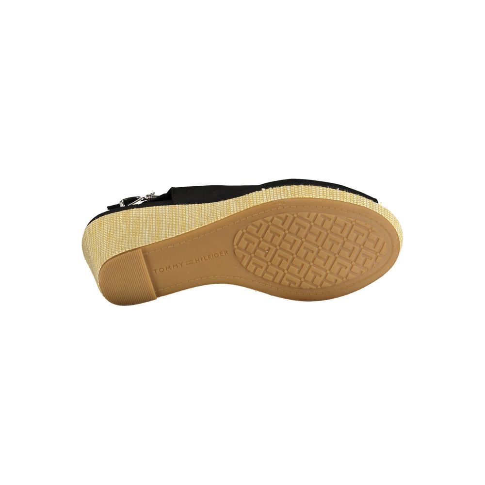 Tommy Hilfiger Black Cotton Wedge Sandal