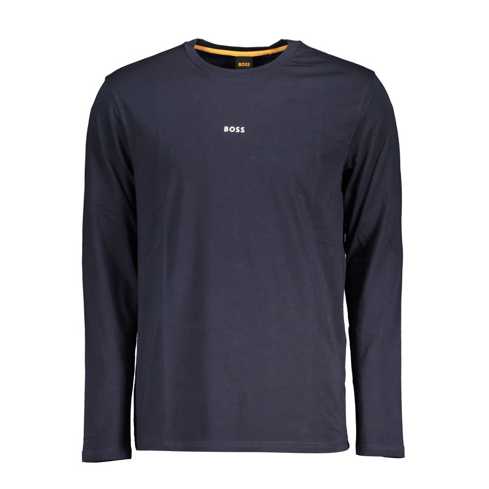 Hugo Boss Blue Cotton Long Sleeve Men T-Shirt