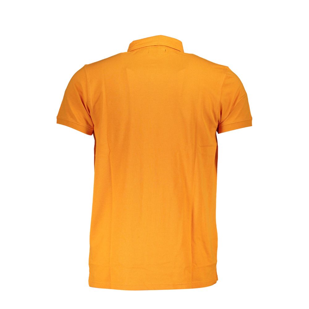 Cavalli Class Orange Cotton Men Polo Shirt