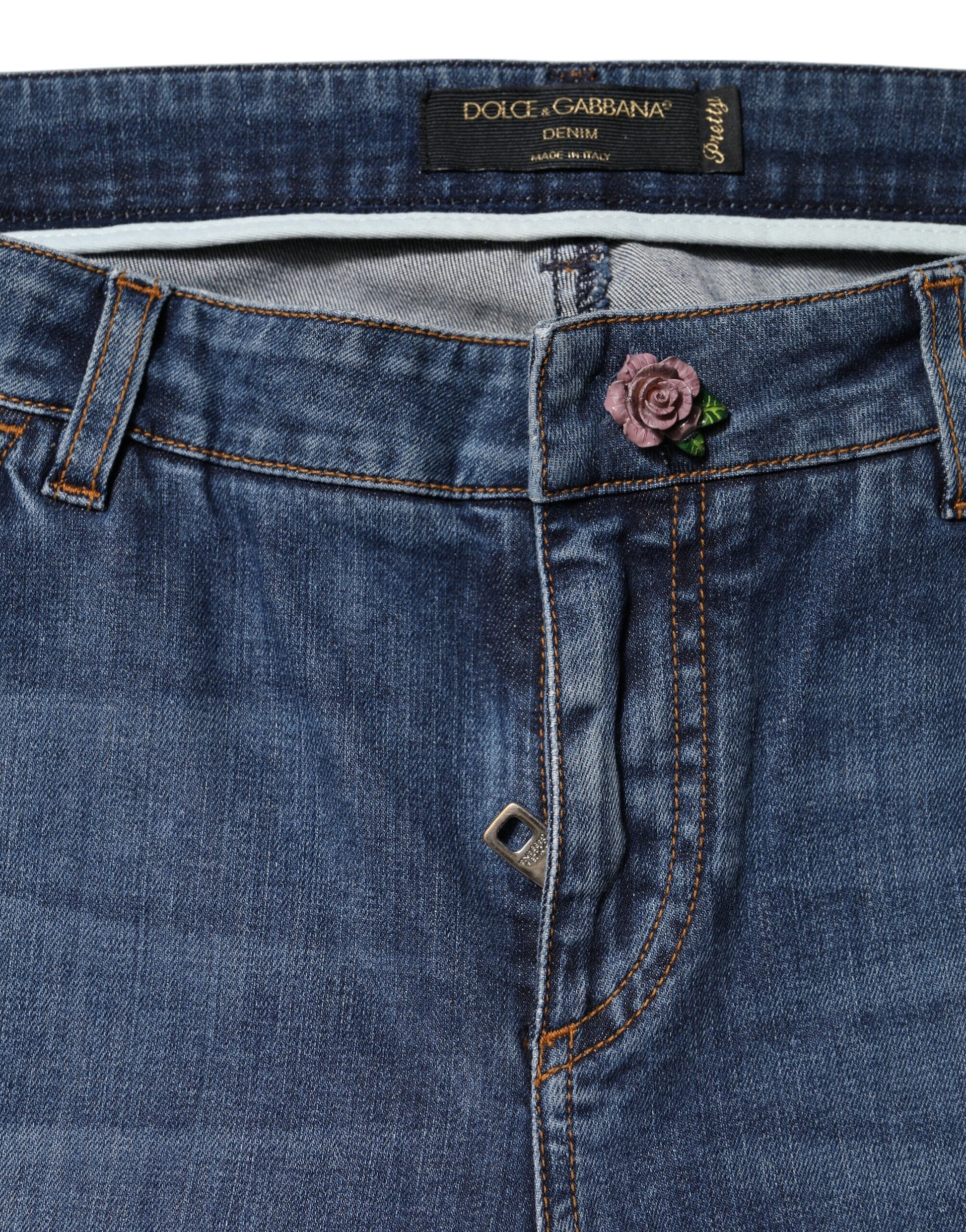 Dolce & Gabbana Blue Low Waist Cotton Skinny Denim Jeans