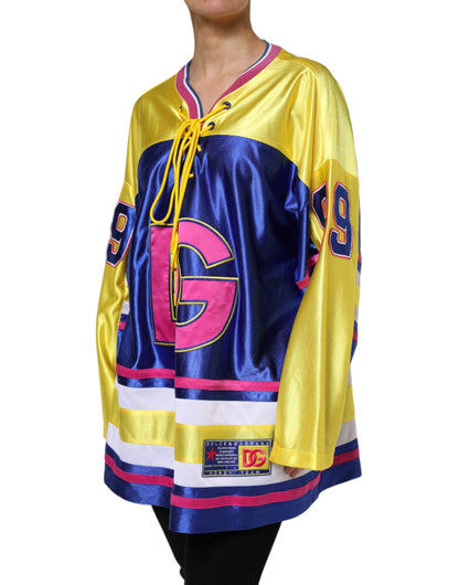 Dolce & Gabbana Multicolor Polyester Long Sleeves V-Neck Top