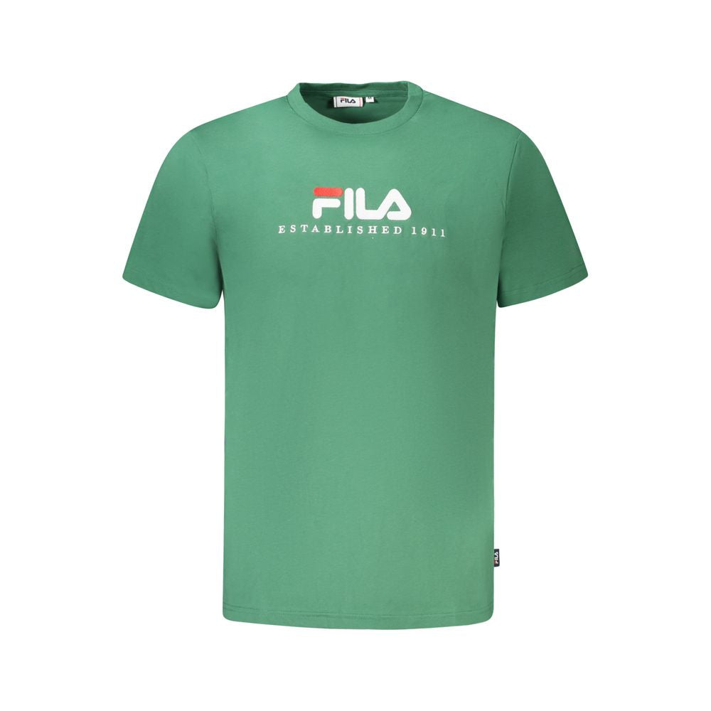 Fila Green Cotton T-Shirt - Unisex Short Sleeve Crew Neck