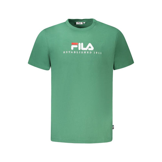 Fila Green Cotton T-Shirt - Unisex Short Sleeve Crew Neck