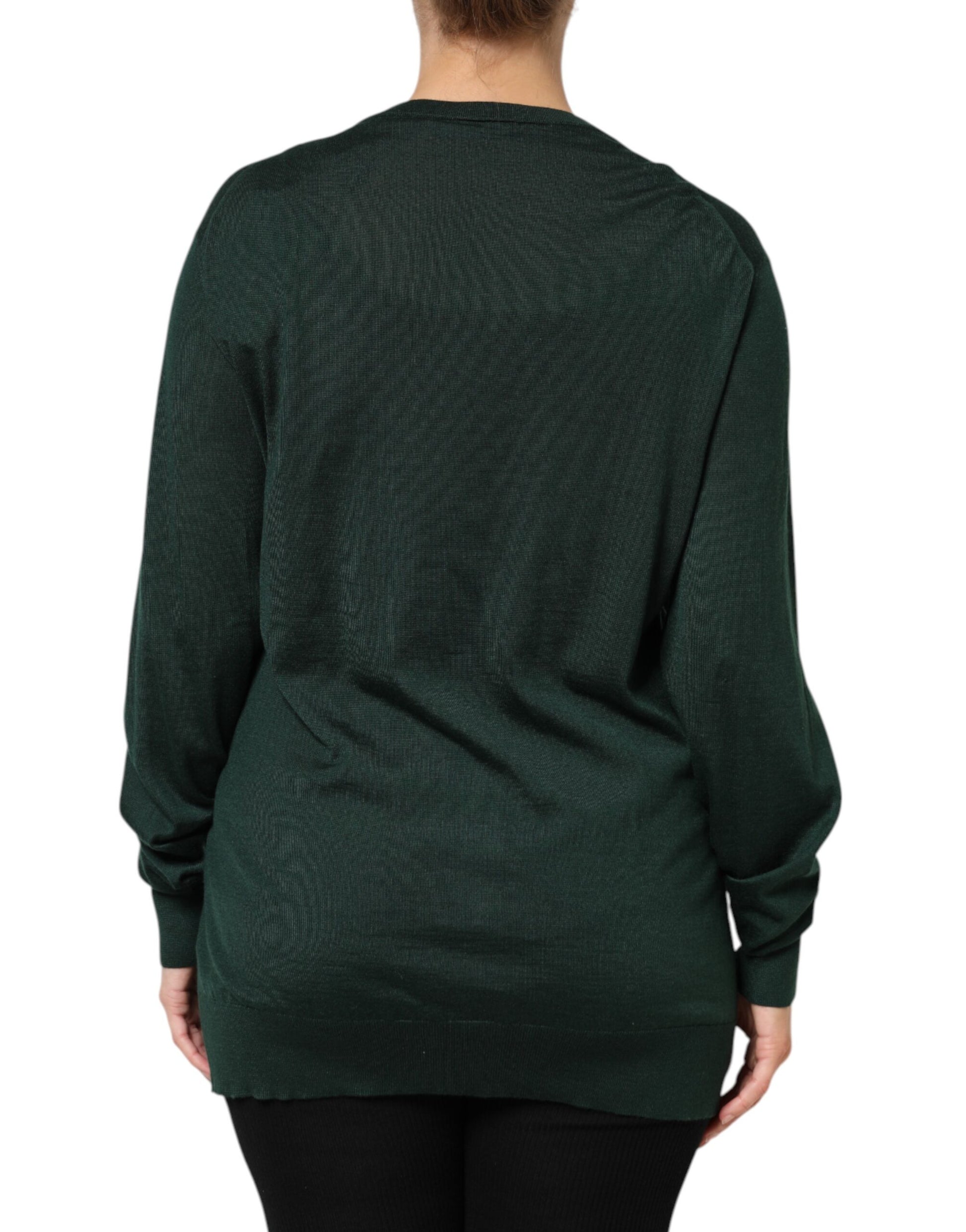 Dolce & Gabbana Dark Green Cashmere Silk Cardigan Sweater