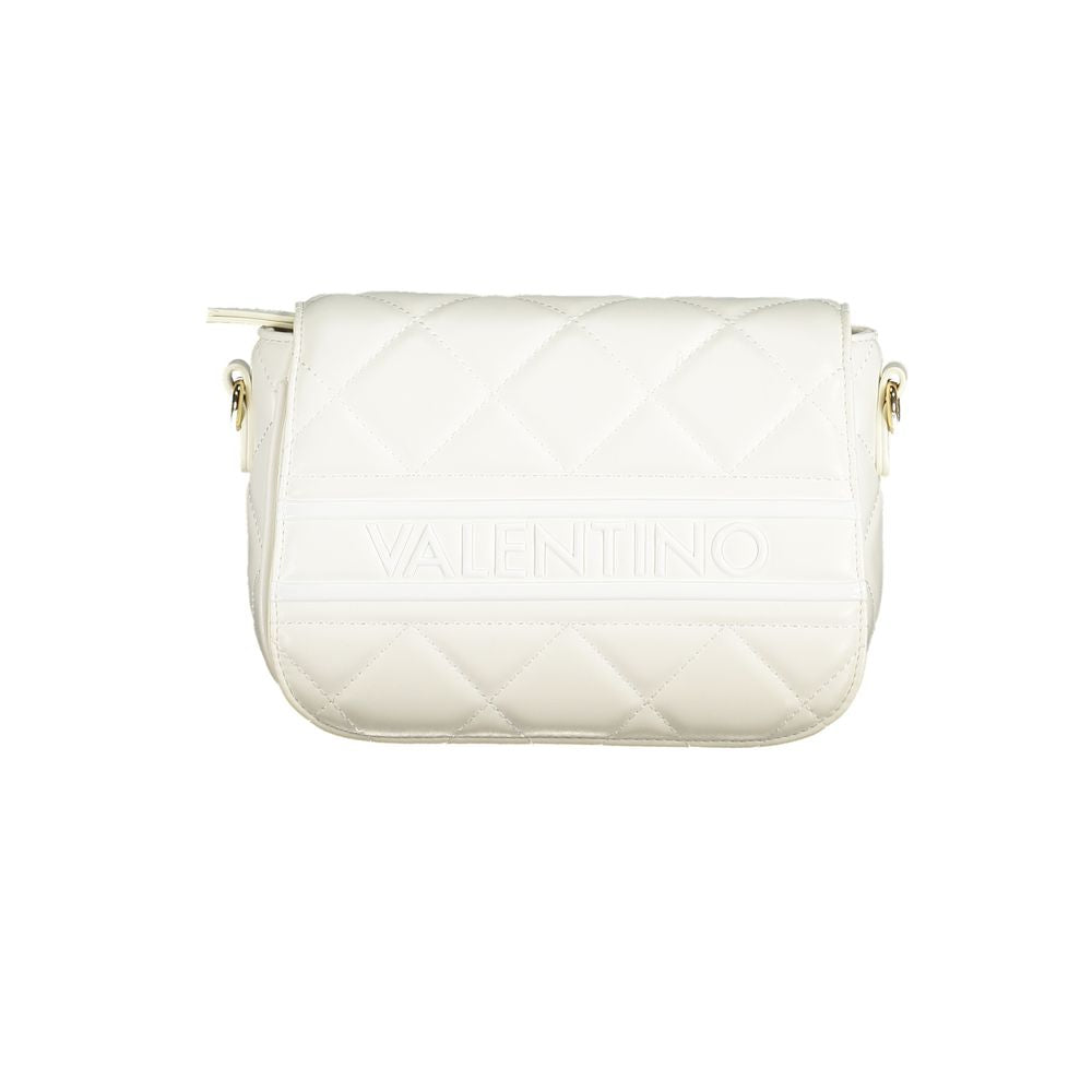 Mario Valentino White Faux Leather Handbag with Contrasting Details