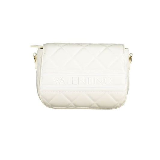 Mario Valentino White Faux Leather Handbag with Contrasting Details