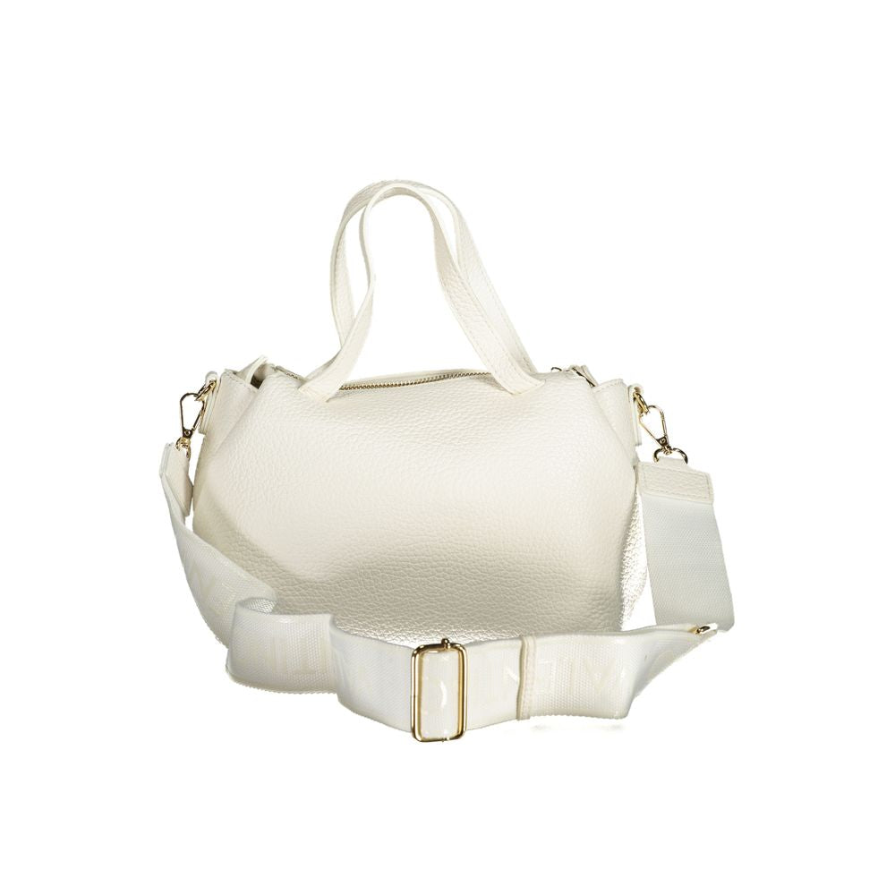 Mario Valentino White Faux Leather Handbag with Adjustable Strap
