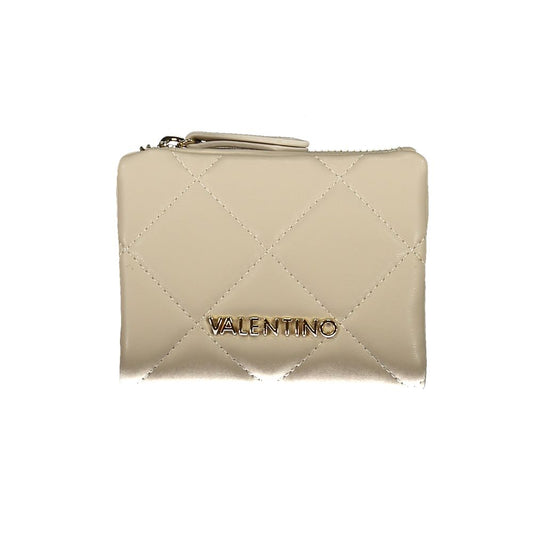 Mario Valentino Beige Leather-Finish Women Wallet with Logo Detail