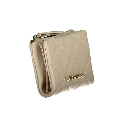 Mario Valentino Beige Leather-Finish Women Wallet with Logo Detail