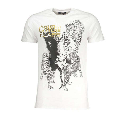 Cavalli Class White Cotton T-Shirt for Effortless Style