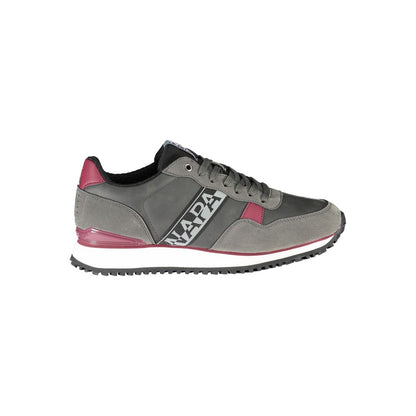 Napapijri Gray Lace-Up Sneakers with Contrast Accents for Men & Women