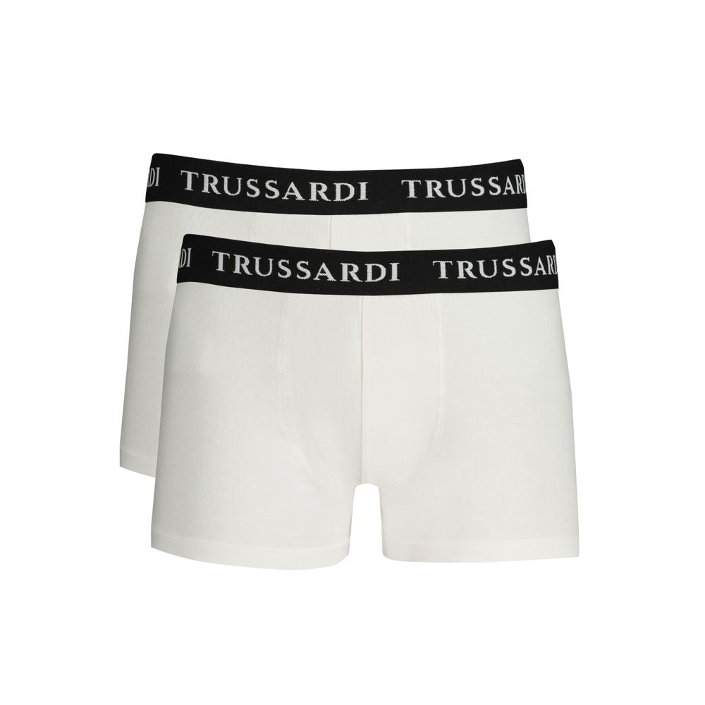Trussardi White Cotton Boxer Shorts Bi-Pack