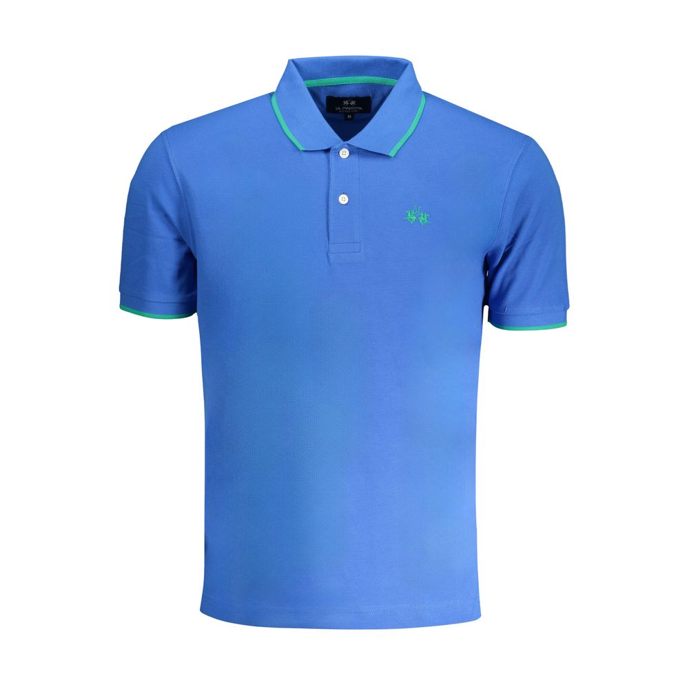 La Martina Blue Cotton Polo Shirt - Classic Sporty Elegance