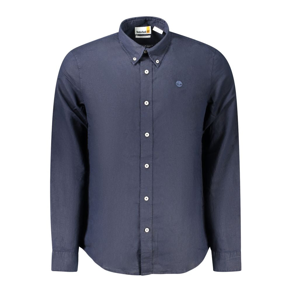 Timberland Blue Cotton Shirt - Slim Fit Long Sleeve