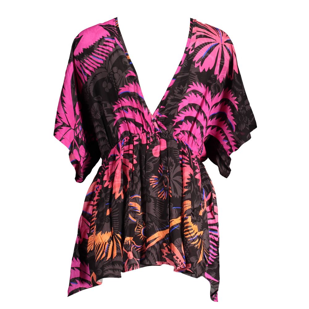 Desigual Multicoloured Pink Black Cotton Women Mini Summer Dress