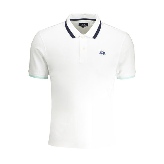 La Martina White Cotton Polo Shirt - Timeless Sporting Elegance