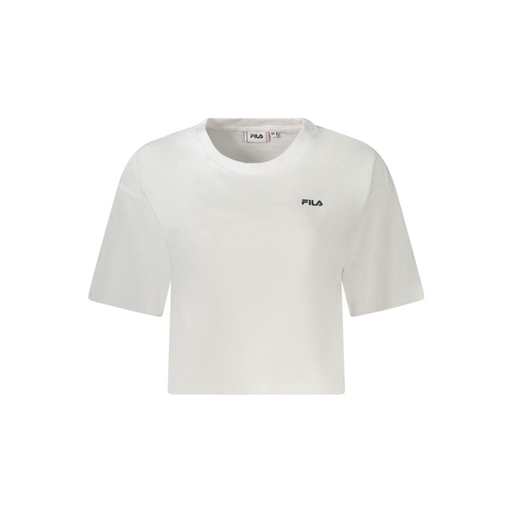 Fila White Cotton Short Sleeve T-Shirt - Locri Loose Cropped