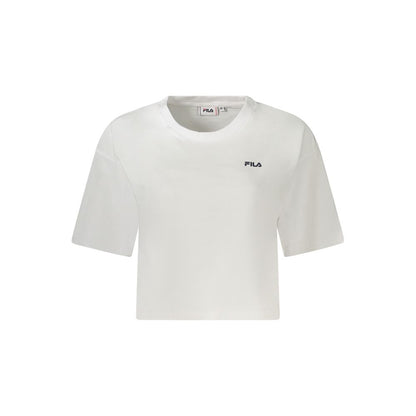 Fila White Cotton Short Sleeve T-Shirt - Locri Loose Cropped