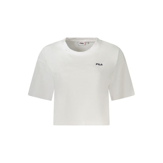 Fila White Cotton Short Sleeve T-Shirt - Locri Loose Cropped