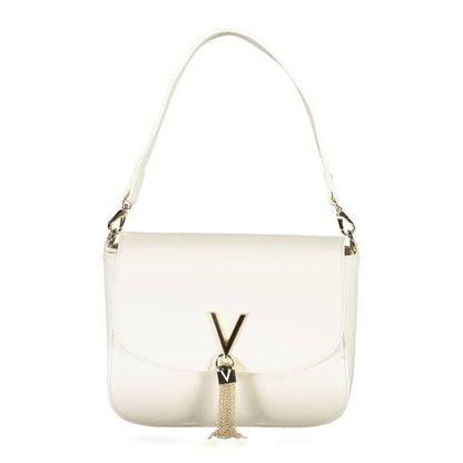 Mario Valentino White Faux Leather Handbag with Contrasting Details