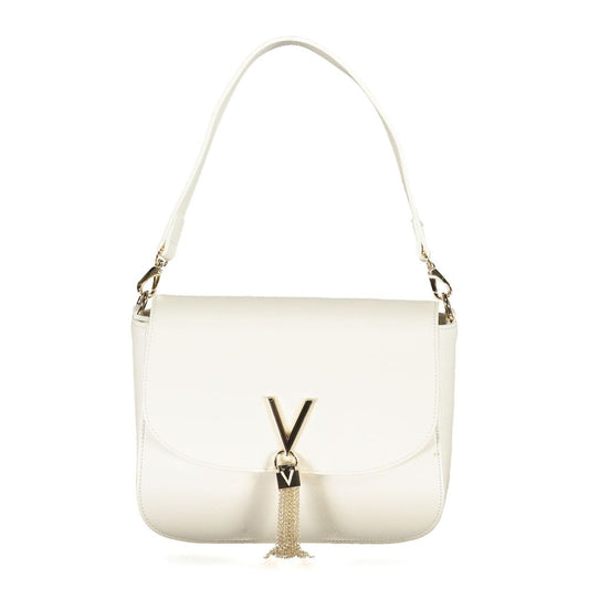 Mario Valentino White Faux Leather Handbag with Contrasting Details